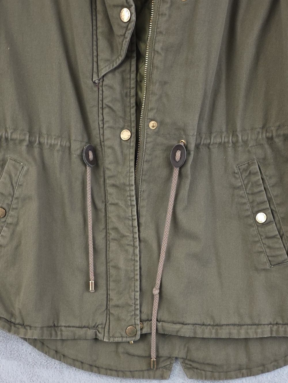 Collection New York Olive Green Sherpa Lined Hooded Utility Jacket Women's Large - Picture 8 of 16